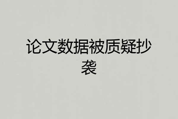 论文数据被质疑抄袭