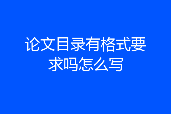 论文目录有格式要求吗怎么写