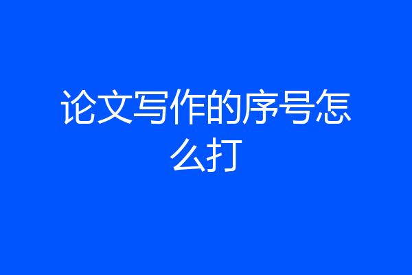 论文写作的序号怎么打