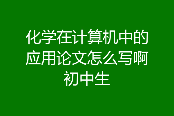 化学在计算机中的应用论文怎么写啊初中生