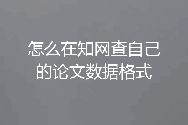 怎么在知网查自己的论文数据格式
