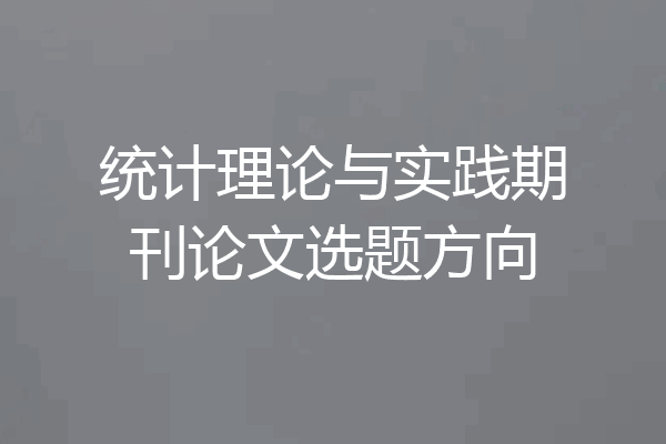 统计理论与实践期刊论文选题方向