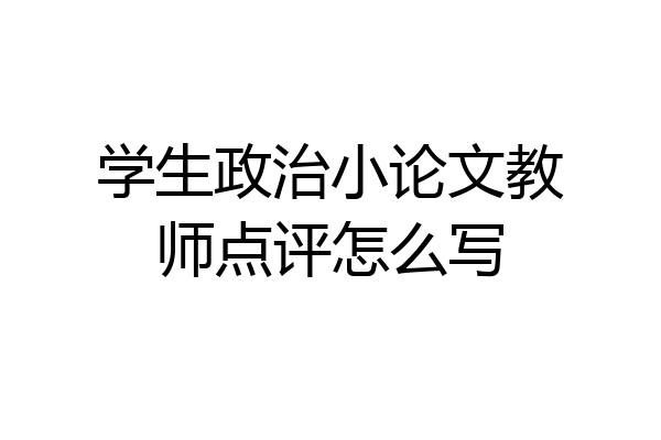 学生政治小论文教师点评怎么写