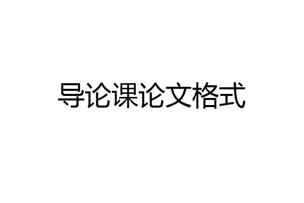 导论课论文格式