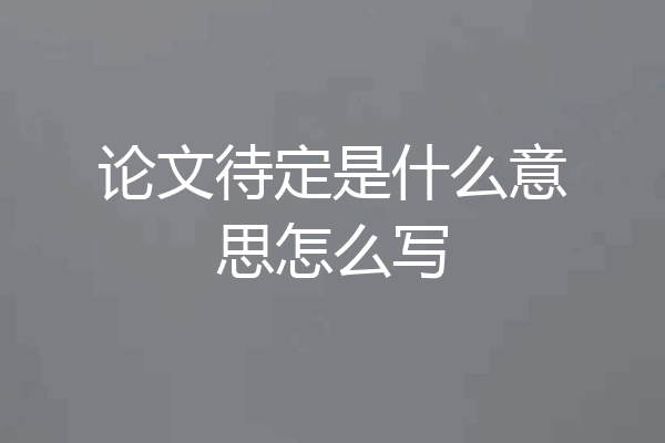 论文待定是什么意思怎么写