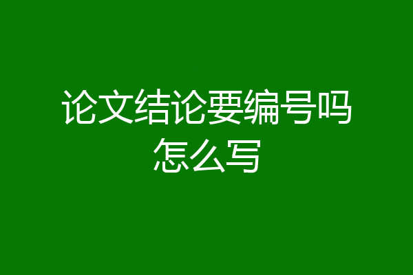 论文结论要编号吗怎么写