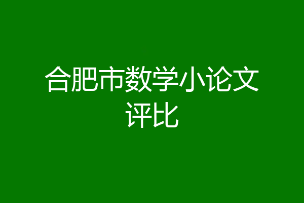 合肥市数学小论文评比