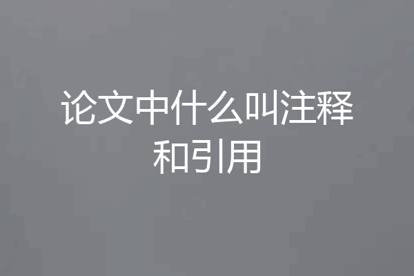 论文中什么叫注释和引用