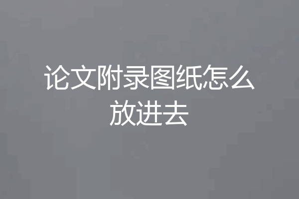 论文附录图纸怎么放进去