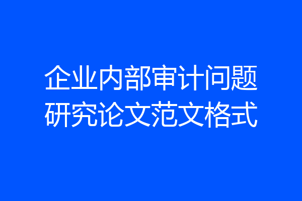 企业内部审计问题研究论文范文格式