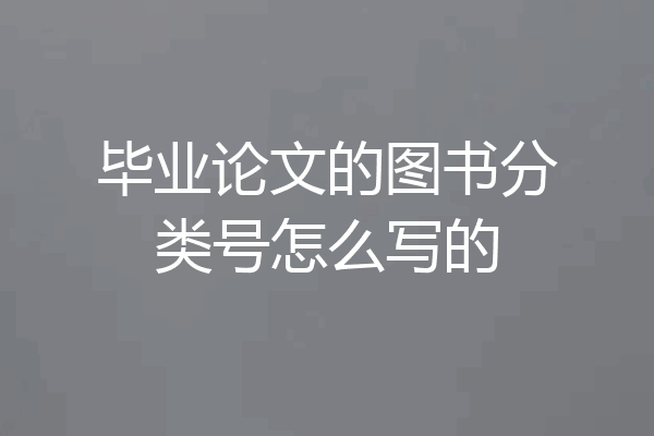 毕业论文的图书分类号怎么写的