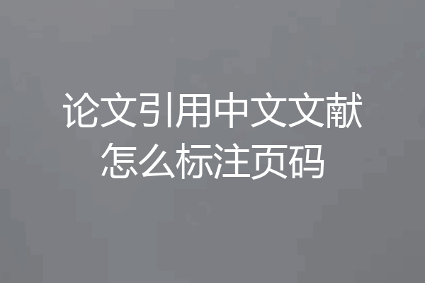 论文引用中文文献怎么标注页码