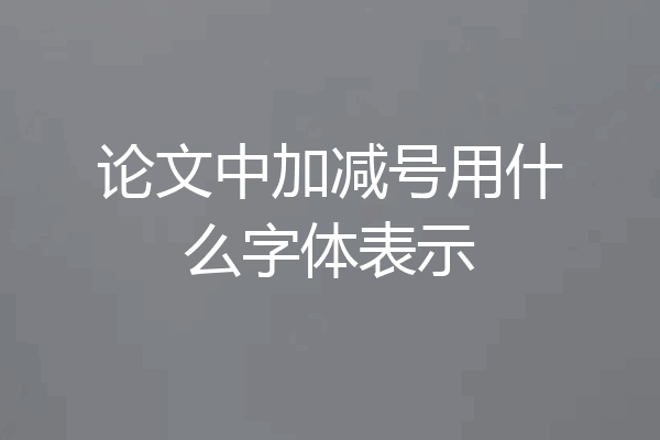 论文中加减号用什么字体表示