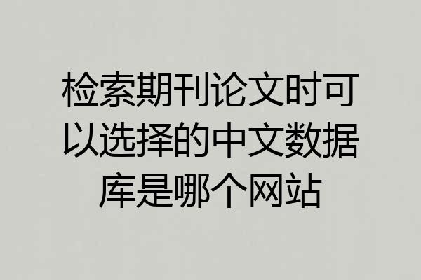 检索期刊论文时可以选择的中文数据库是哪个网站