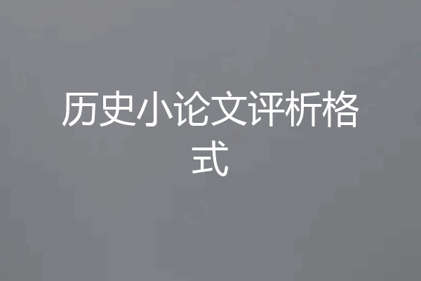 历史小论文评析格式