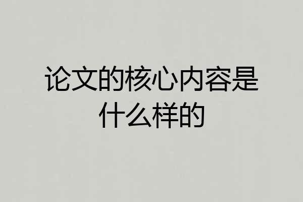 论文的核心内容是什么样的