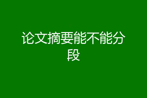 论文摘要能不能分段
