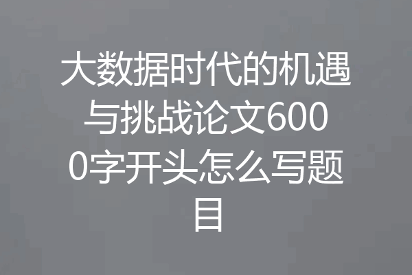 大数据时代的机遇与挑战论文6000字开头怎么写题目