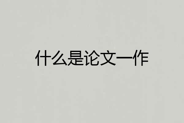 什么是论文一作