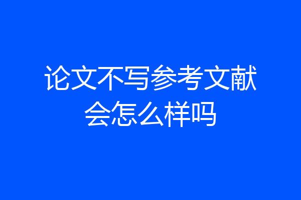 论文不写参考文献会怎么样吗