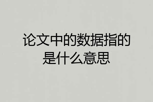 论文中的数据指的是什么意思