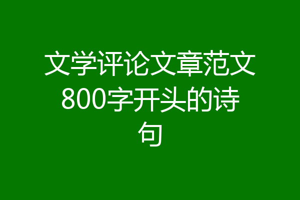 文学评论文章范文800字开头的诗句