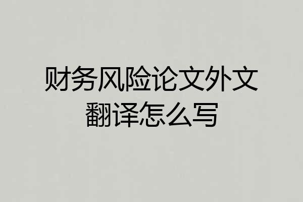 财务风险论文外文翻译怎么写