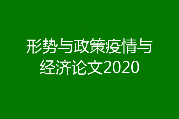 形势与政策疫情与经济论文2020