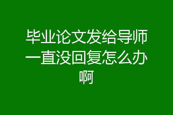 毕业论文发给导师一直没回复怎么办啊