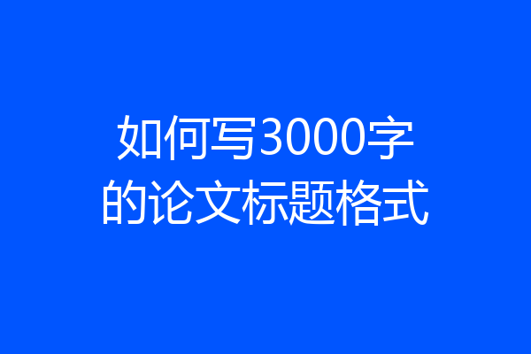 如何写3000字的论文标题格式