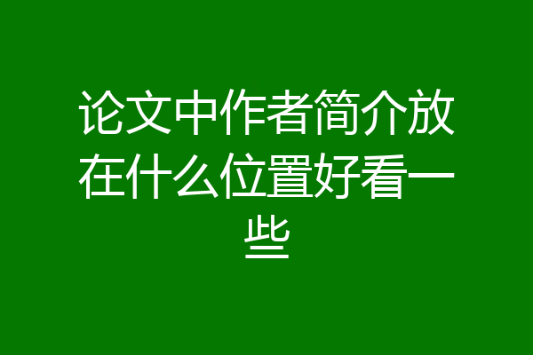 论文中作者简介放在什么位置好看一些