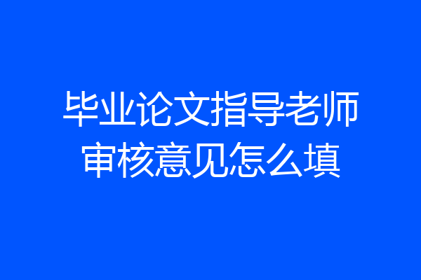 毕业论文指导老师审核意见怎么填