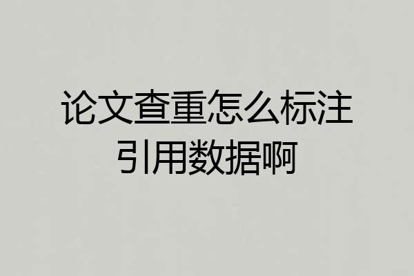 论文查重怎么标注引用数据啊