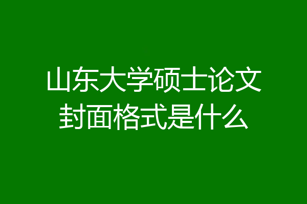 山东大学硕士论文封面格式是什么