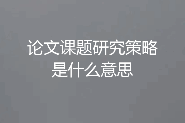 论文课题研究策略是什么意思