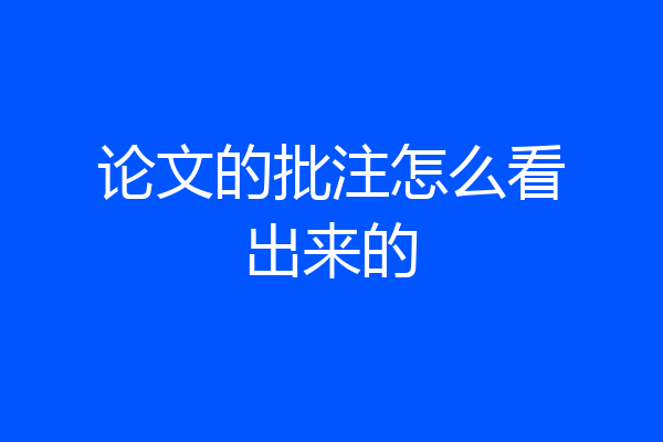 论文的批注怎么看出来的