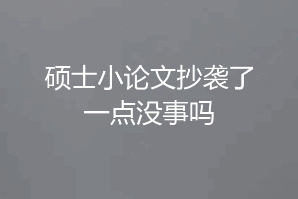 硕士小论文抄袭了一点没事吗