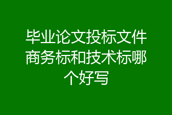 毕业论文投标文件商务标和技术标哪个好写