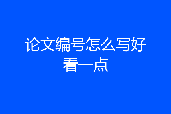 论文编号怎么写好看一点