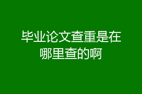毕业论文查重是在哪里查的啊