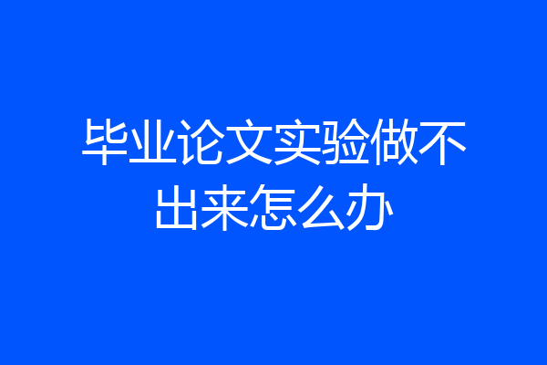 毕业论文实验做不出来怎么办