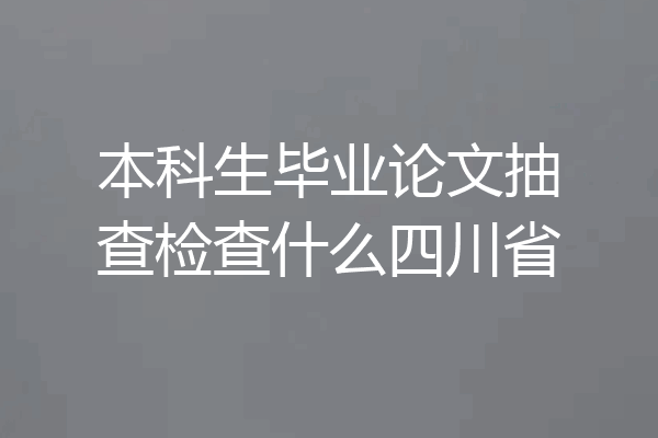 本科生毕业论文抽查检查什么四川省