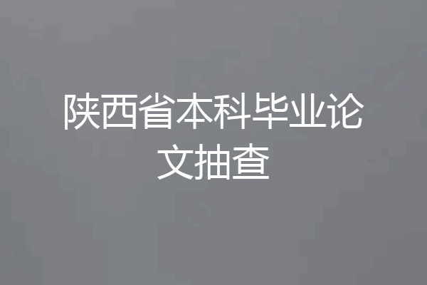 陕西省本科毕业论文抽查