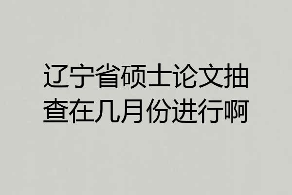 辽宁省硕士论文抽查在几月份进行啊