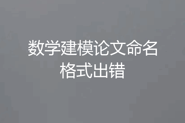 数学建模论文命名格式出错