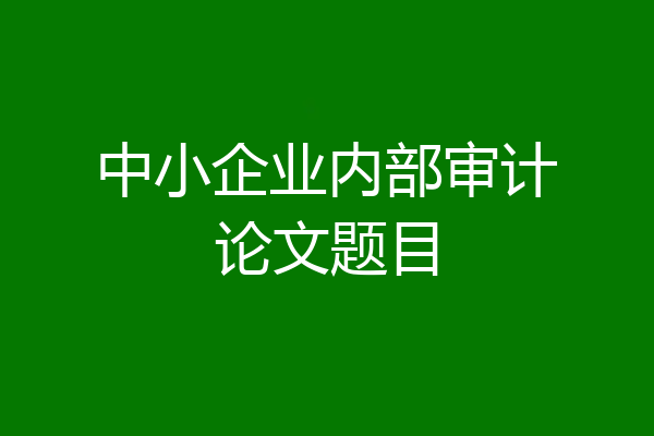 中小企业内部审计论文题目