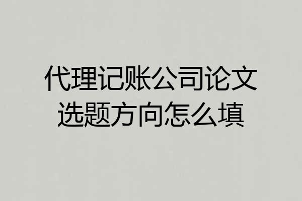 代理记账公司论文选题方向怎么填