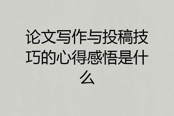 论文写作与投稿技巧的心得感悟是什么