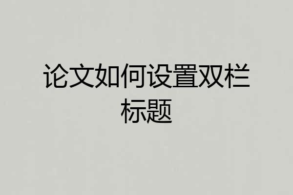 论文如何设置双栏标题