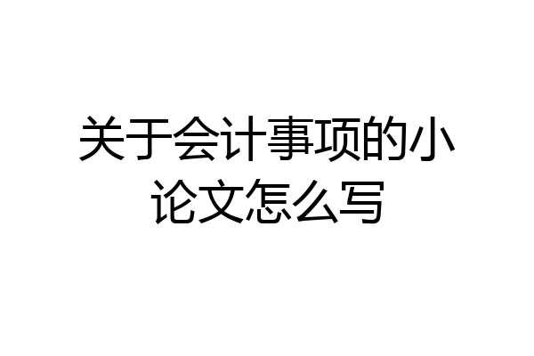 关于会计事项的小论文怎么写